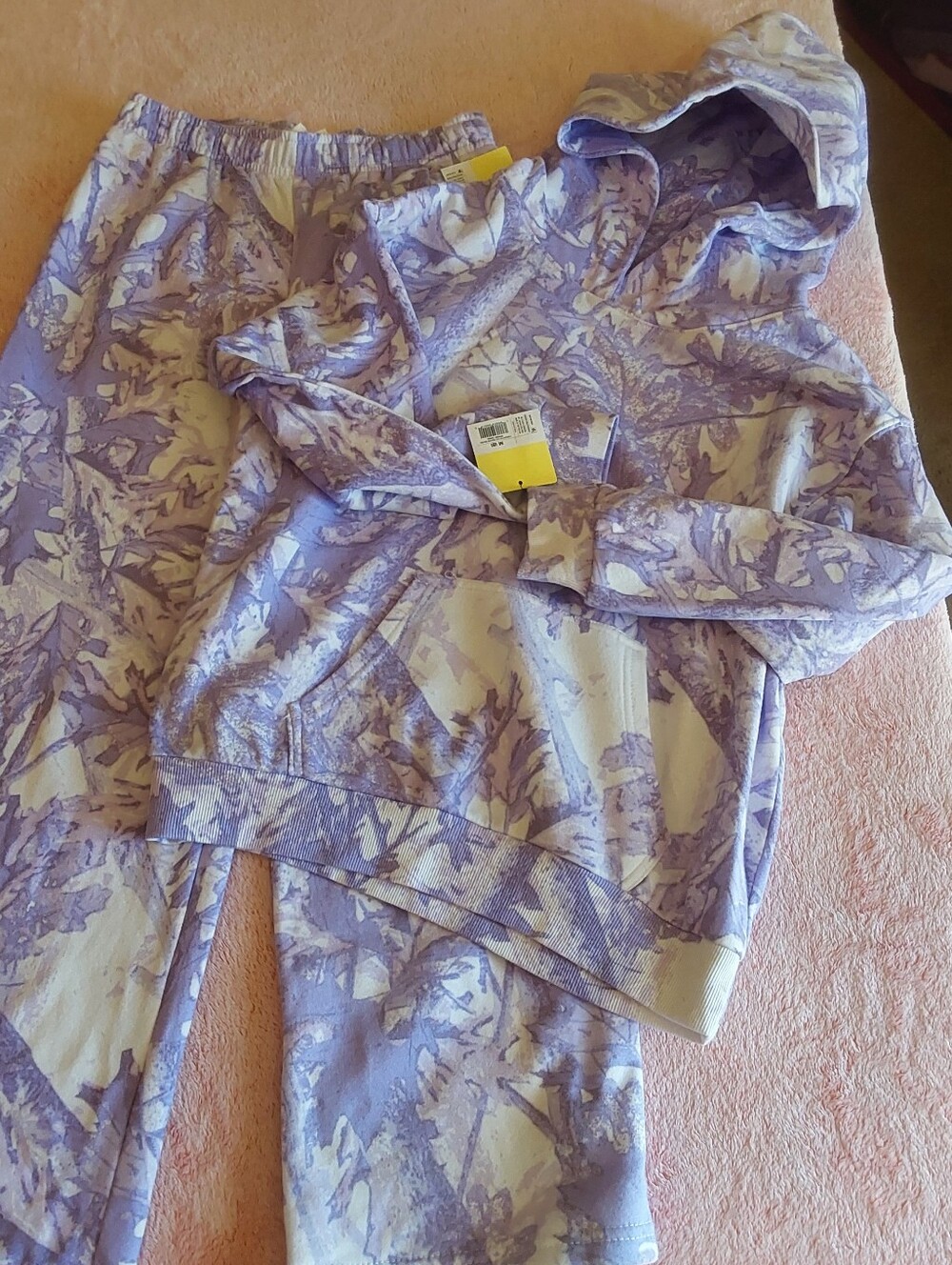 🌺 NWT Girl's Lavender Print Fleece Hoodie & Fleece Pants Set